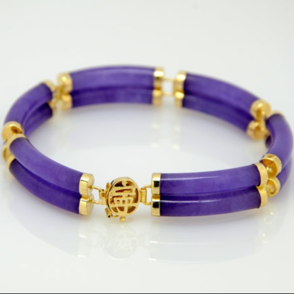 Lavender Jade Link Bracelet in Yellow 14K